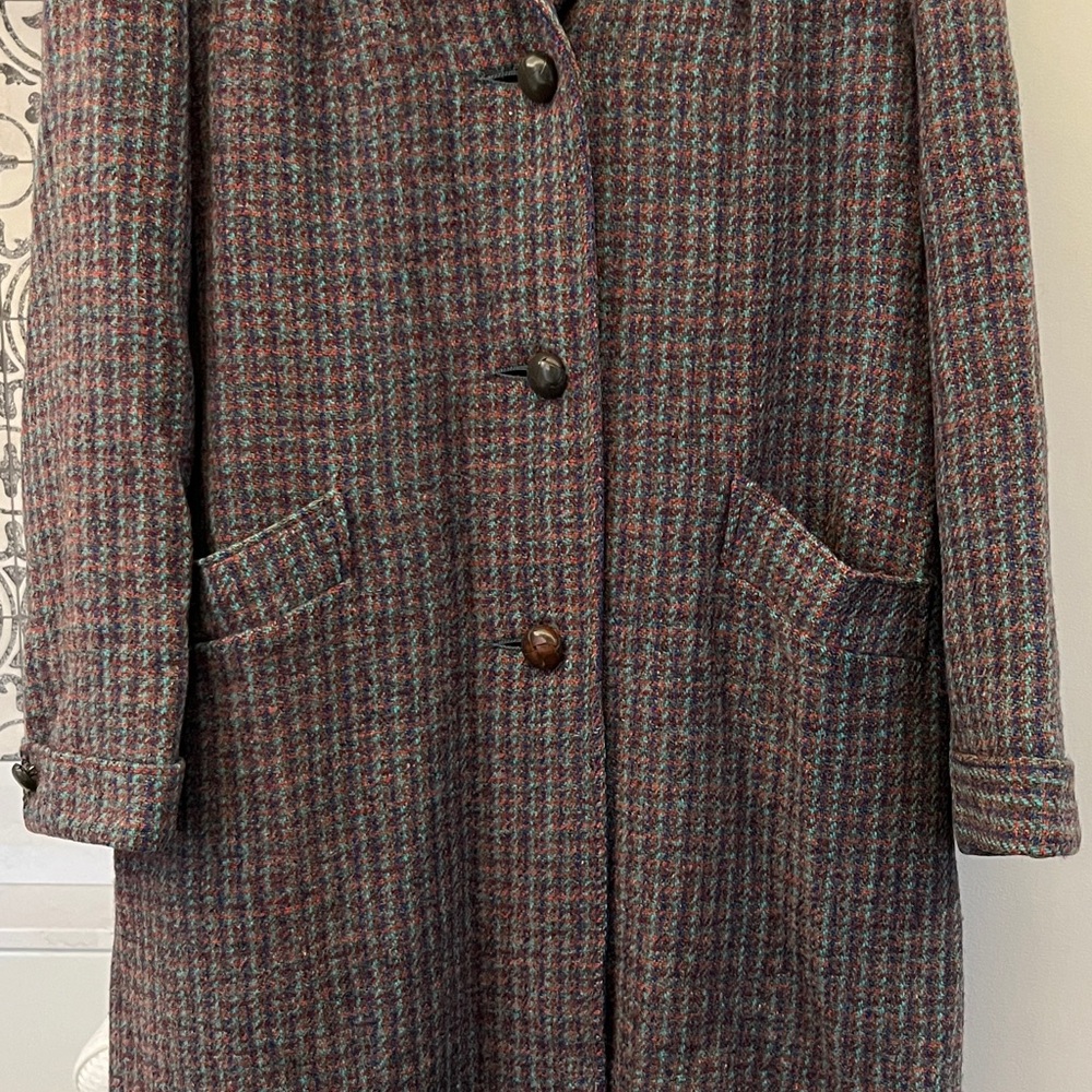 Vintage Harris Tweed Multicolor Handwoven Wool Coat - Picture 2 of 16